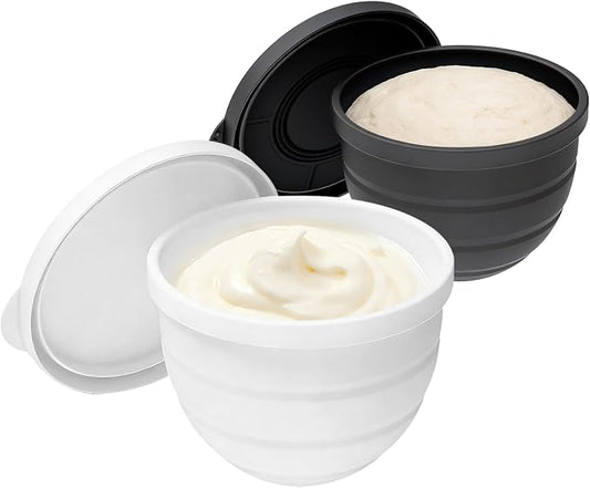 Foldable Silicone Liners for 5 Qt KitchenAid Tilt-Head Stand Mixer(Only), Odourless,Thicker, Cold/Heat-Resistant & Non-Stick, Easy Clean, Set of 2 with Lids, 1Splash-proof Bowl Lid