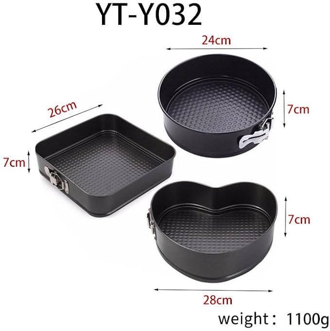 Springform Heart shaped Cake pans Round Squar Non-stick Cheesecake Baking Tray with Detachable Bottom Heart Cake Mold for Christmas and Valentine's Day Baking Heart Round Square Set of 3