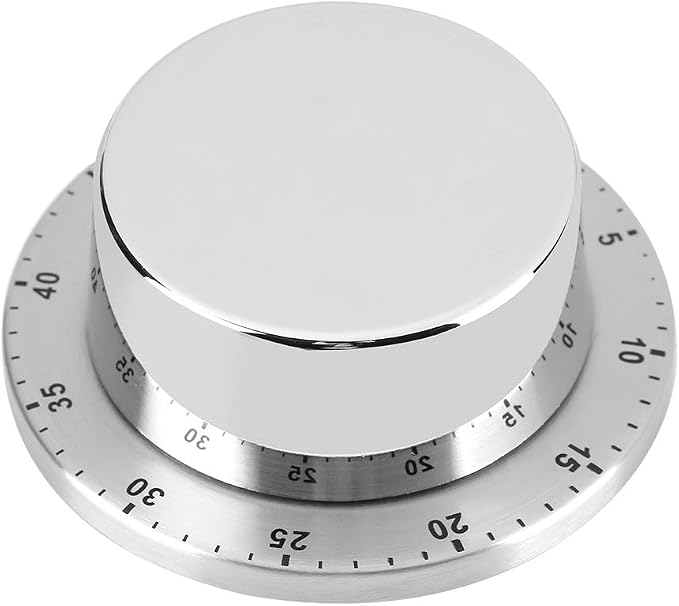 Kitchen Timer, Acogedor Mechanical 1-Hour Kitchen Timer, Stainless Steel Countdown Timer, Long Ring, Magnetic Kitchen Timer Clock for Cooking - Silver(Silver)