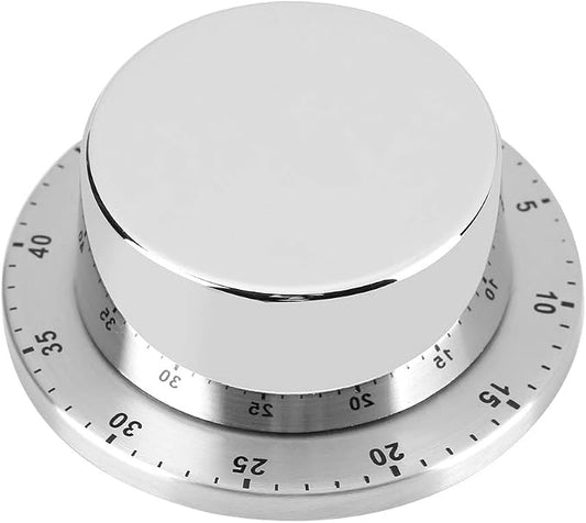 Kitchen Timer, Acogedor Mechanical 1-Hour Kitchen Timer, Stainless Steel Countdown Timer, Long Ring, Magnetic Kitchen Timer Clock for Cooking - Silver(Silver)