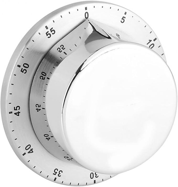 VEDA Mechanical Kitchen Timer, Chef Cooking Timer Clock with Loud Alarm, 60-Minute Countdown, Magnetic Backing, Stainless Steel body, Sliver