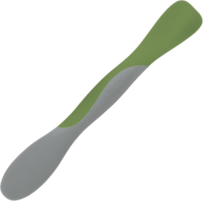 Tovolo Scoop and Spread Large Dual End Silicone Sandwich Spreader Tool with Nylon Handle, BPA Free Dishwasher Safe Silicone and Nylon Tool for Spreading and Scooping, Pesto Green and Oyster Gray