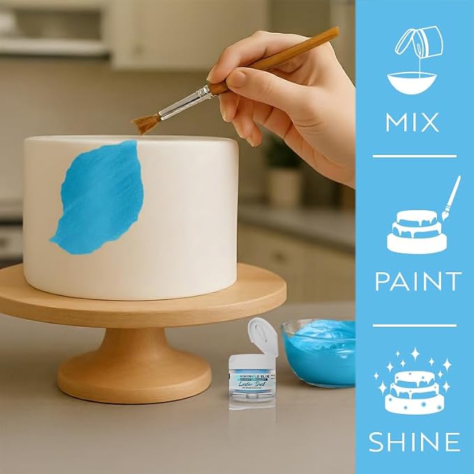 Luster Dust - Periwinkle Blue (4g 1x Jar) | Edible Vegan Dust & Paint for Cake Decorating, Ice Cream, Desserts, Cocktails and Beverages by Bakell