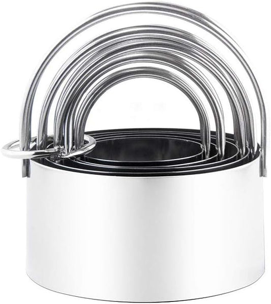 Stainless Steel Biscuit and Cookie Cutters with Handle - 5-Piece Set(1.75"~3.25"), for Professional Baking and Home Kitchen