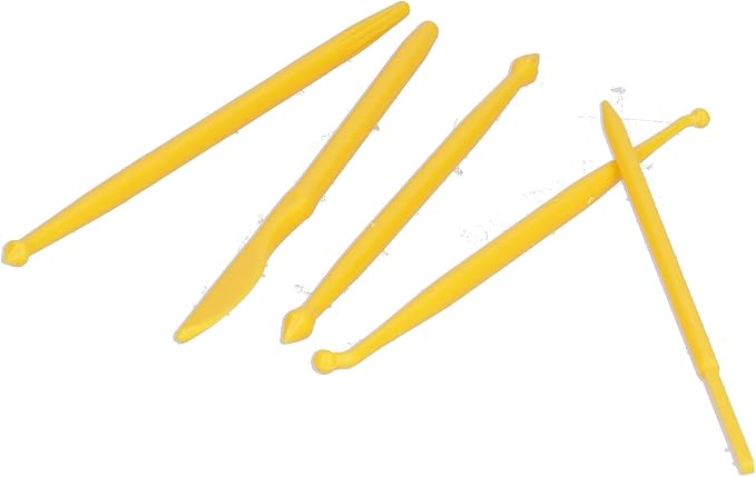 Fydun 14PCS Plastic Clay Modeling Tool Set for Cake Sculpting, Embossing, and Crafting (Yellow)