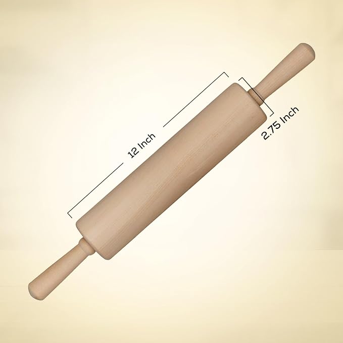 Mrs. Anderson’s Baking Stainless Steel Ball Bearing, Classic Wooden Rolling Pin, Made in America, 12-Inch by 2.75-Inch