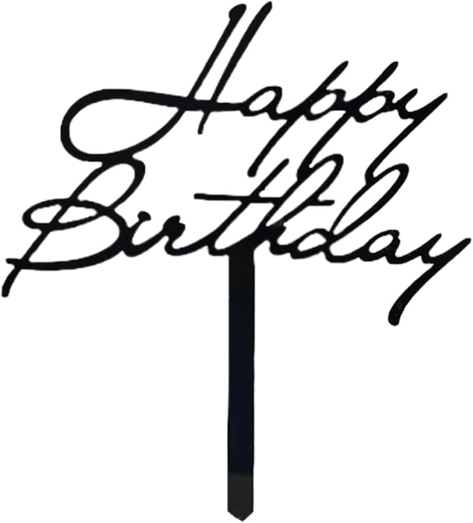 Happy Birthday Acrylic Cake Topper Birthday Party Decorations Cupcake Toppers Decorations Supplies (Black 8)
