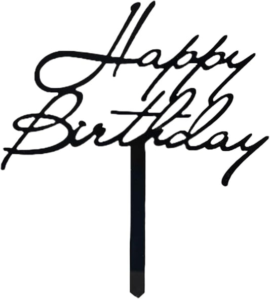 Happy Birthday Acrylic Cake Topper Birthday Party Decorations Cupcake Toppers Decorations Supplies (Black 8)