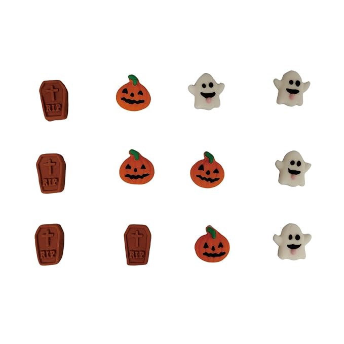 Halloween Sprinkles Icing Decoration for Cupcake Decorating, Halloween Pumpkin, Edible Ghost Tombstones Cake Cupcake Topper for Baking Cookie Ice Cream Candy Decoration