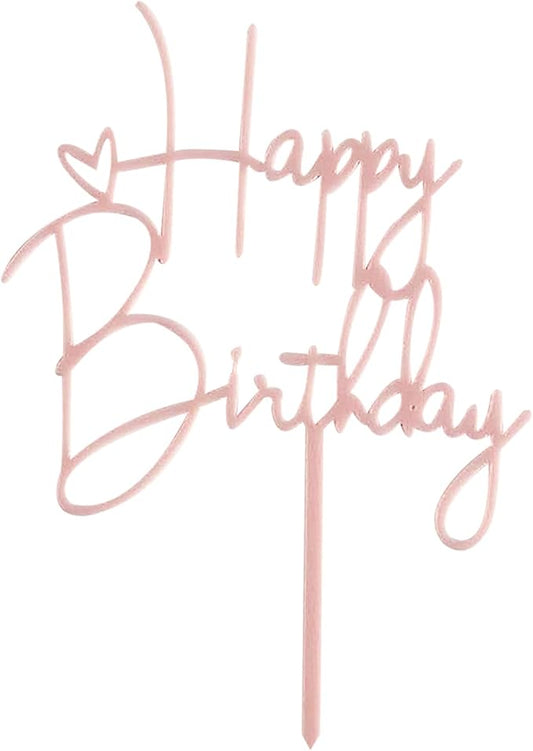 Happy Birthday Cake Topper Cake Decoration Birthday Cake Supplies (Pink cake topper)