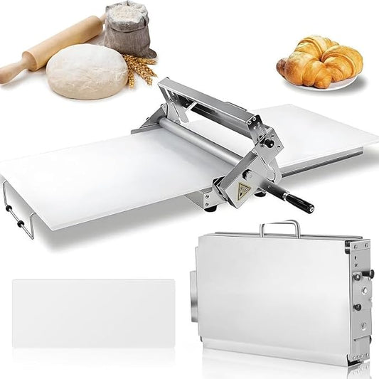 Folding Dough Sheeter (15")，Folding Dough Rolling Machine，Manual Dough Sheeter，Dough Sheeter Machine For Home，Stainless Steel Dough Machine With 55 Adjustable Thicknesses,(1 Scrolling Panel)
