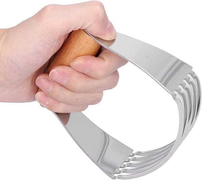 Pastry Cutter, Stainless Steel Dough Cutter, Pastry Blender with 5 Heavy Duty Blades and Comfortable Handle for Pastry Baking, Handle Length 7.5cm