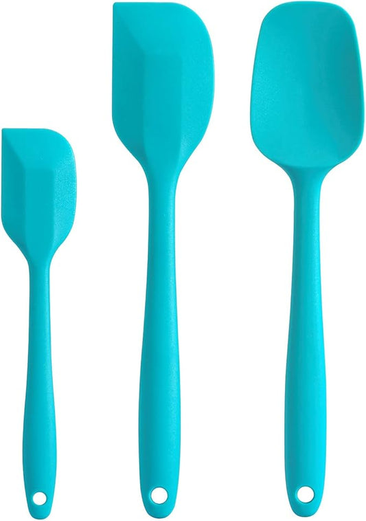 Silicone Spatula Set - Rubber Spatula - 600°F Heat Resistant Baking Spoon & Spatulas(Teal Blue)