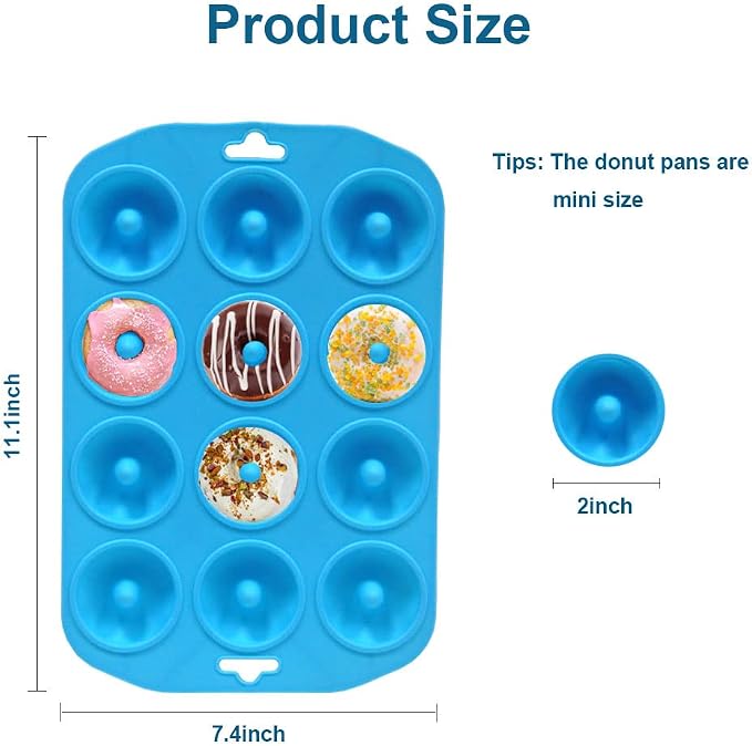 Donut Pan for Baking, Doughnut Pan Silicone Donut Tray Molds for Bagel, Donuts Baking, 2-Count