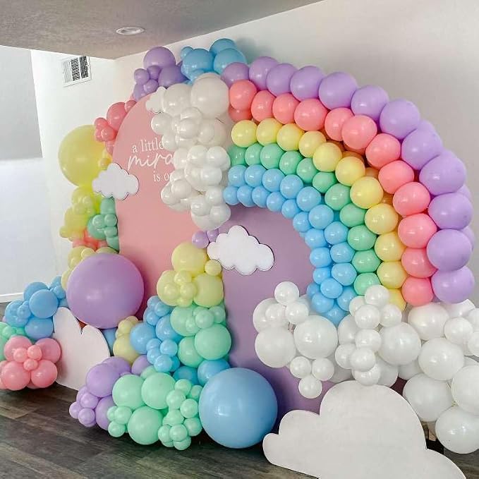 450Pcs Pastel Balloons Garland Arch Kit - 18 12 10 5 Inch Different Sizes Colorful Macaron Assorted Colors Latex Balloon for Baby Shower Girls Spring Birthday Easter Party Decorations