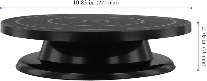 4 Pack 11 Inch Rotating Cake Turntable for Decorating, Smooth Cake Spinner Stand Revolving Turntable, Black Plastic Cake Stand for Baking Display