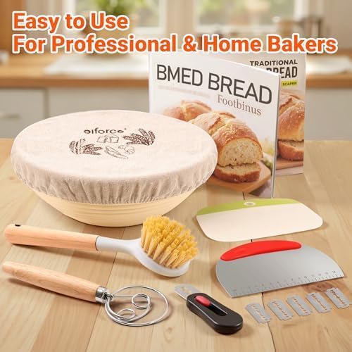 Banneton Bread Proofing Basket, 9” Round Basket Set of 2, Sourdough Proofing Basket with Liners and Cover, Baking Supplies for Home or Professional Bakers
