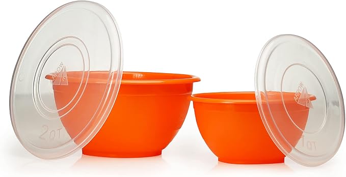Stephanie Imports Made in USA 6-Piece Set of Prep & Store Plastic Bowls with Clear Lids (BPA-Free and Dishwasher Safe) - Orange, Red and Yellow