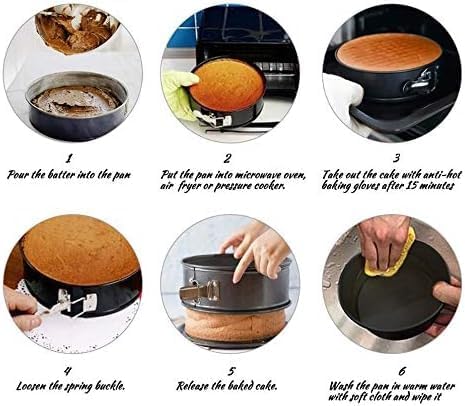 Set of 3 Round Non-Stick Springform Cake Pans with Removable Bottom, Leak-Proof Hinged Baking Molds for Cheesecake and Sponges (3)