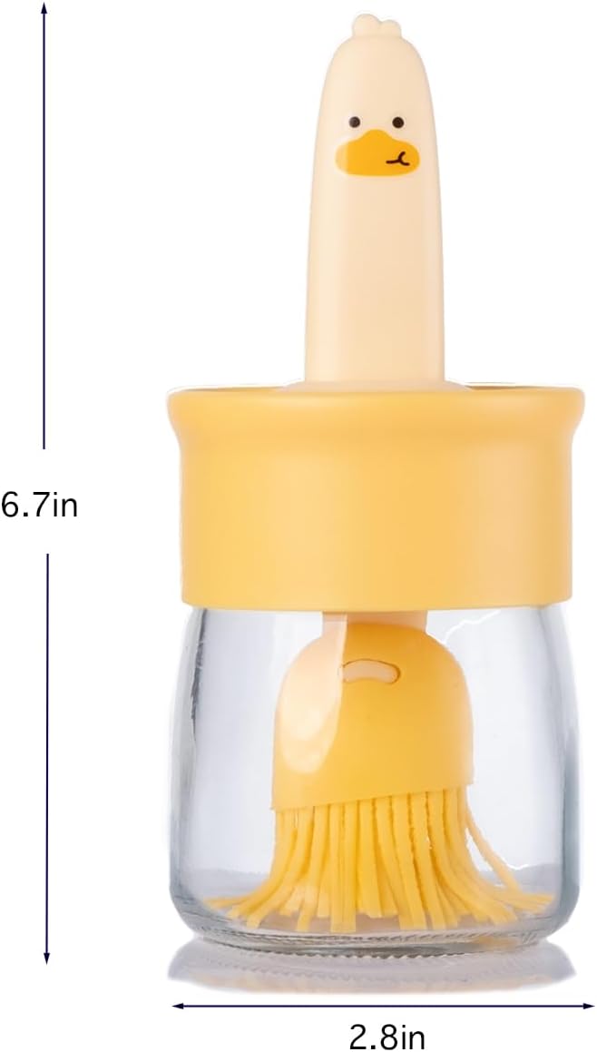 6.8oz Oil Dispenser Bottle with Brush for Kitchen, Basting Bottle, Silicone Basting Brush, for Cooking BBQ Kitchen, Yellow