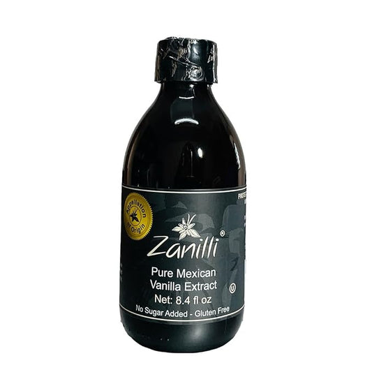 Zanilli Mexican Vanilla Extract - 8.4fl oz - Papantla Mexico Pure Vanilla Extract for Baking - No Sugar Added - Gluten Free