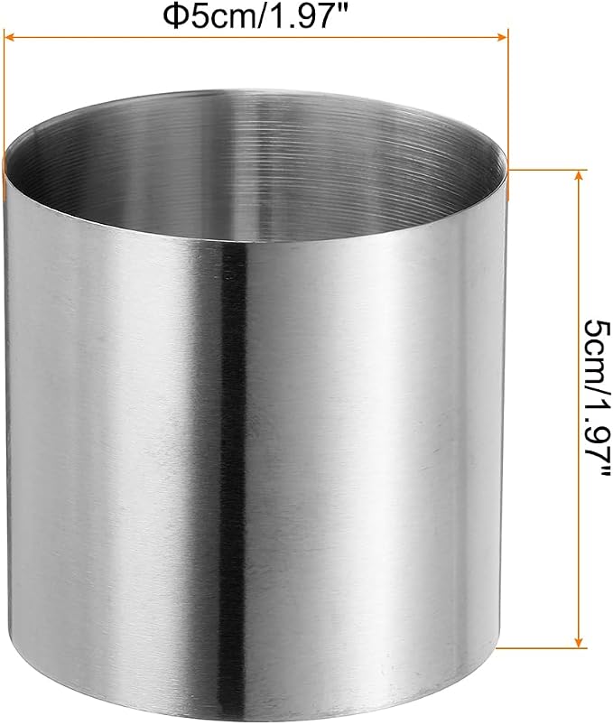 HARFINGTON 2PCS Round Cake Ring 2 x 2 Inch Seamless Stainless Steel Pastry Mousse Dessert Ring Mirror Coating for Baking Cooking Making Tool