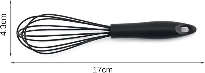 Mini Silicone Whisks for Kitchen, 6.7 Inch Black Non-Stick Hand Mixer, Egg Beater Blender for Cooking, Baking, Mixing, Stirring