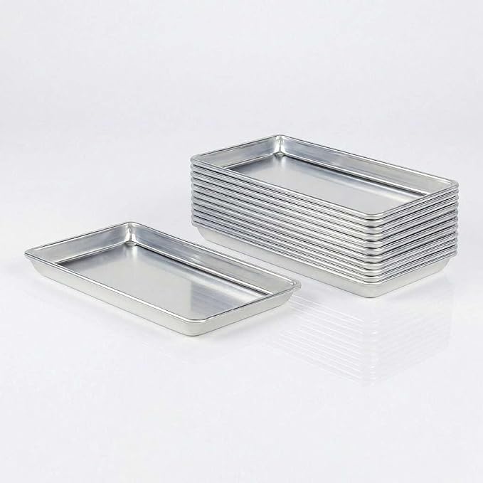 9.5" x 13" Quarter Sheet Pan 12 Pack Commercial Small Baking Sheet and Oven Tray