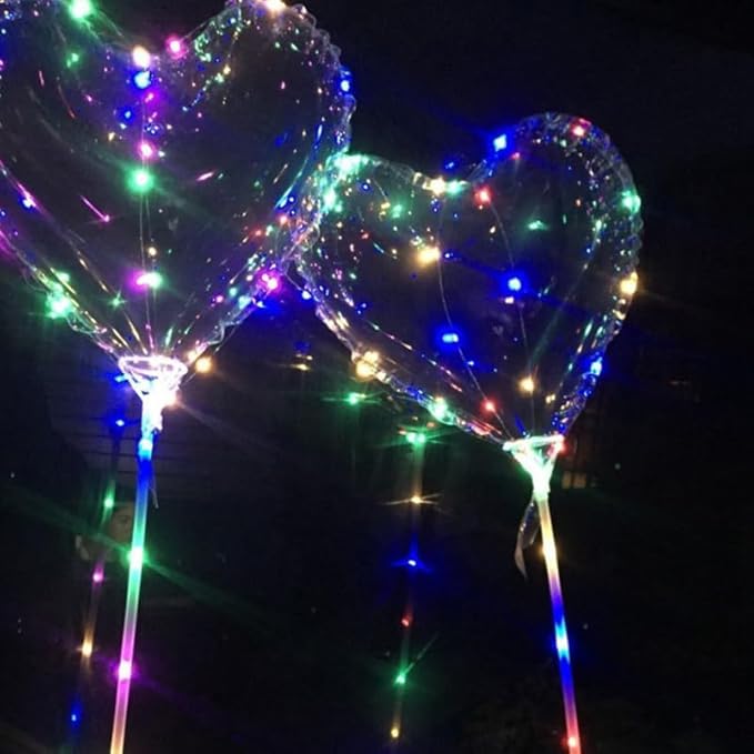 FAVOMOTO Heart Shape Led Balloons 9 Sets Glowing Transparent Light up Balloons for Birthday Wedding Party Stage Decorations