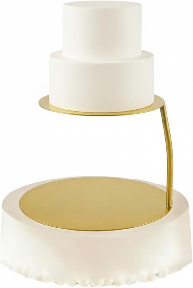 LemonRoad 6''+8'' Gold Floating Cake Stand 2 Tier Metal Wedding Cake Stand Spacer Separator Round Decorative Dessert Display Riser Pastry Holder for Birthday Anniversary Party Centerpiece (Classic)