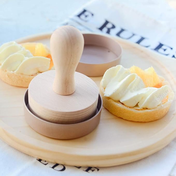 lasenersm 1 Set Egg Tart Tool Tart Press Tool Wooden Tart Tamper Wooden Pastry Pusher Wooden Pastry Egg Tart Pusher Mini Pie Dessert Metal Pan Mold Dough Pastry Wooden Tamper Pusher