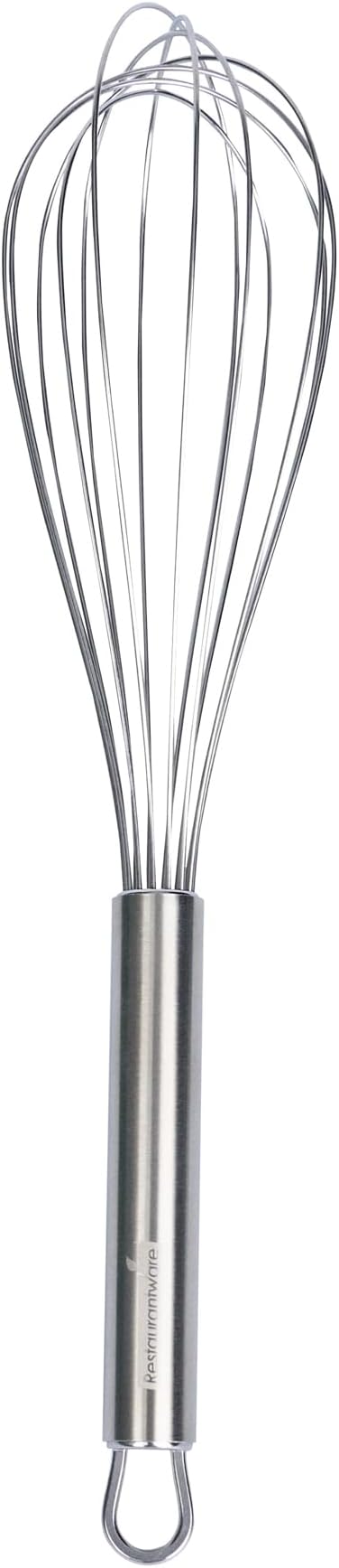 Restaurantware 12 in Stainless Steel Wire Whisk - German Standard Kitchen Balloon Whisk with Ergonomic Handle, Dishwasher Safe - Durable French Whisk for Cooking, Mixing Thick Batter and Sauce