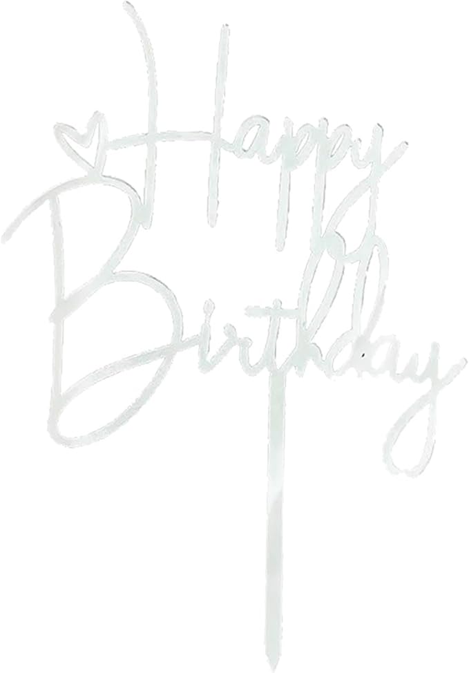 Happy Birthday Cake Topper Birthday Cake Decoration Party Cake Supplies (Silver cake topper)