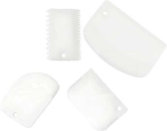 Cake Scraper and Smoother Set, Flexible Dough Spatula for Baking, 4 Pack