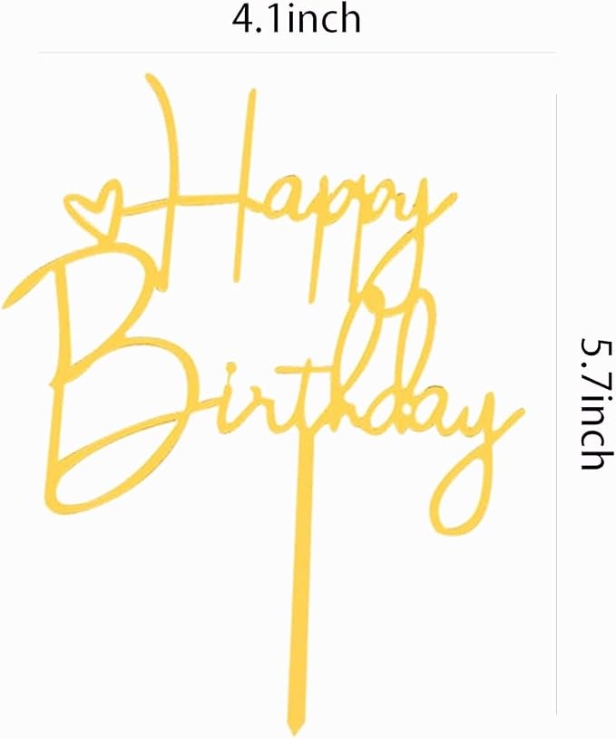 Happy Birthday Cake Topper Birthday Cake Decoration Party Cake Supplies (Golden stars golden cake topper)