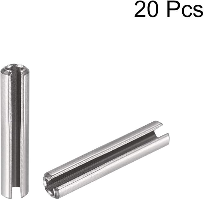 uxcell Slotted Spring Pin - M2 x 10mm 304 Stainless Steel Split Spring Roll Dowel Pins Plain Finish 20Pcs