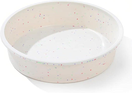 10 inch Silicone Round Cake Pans with Metal Reinforced Frame, Nonstick Cake Molds for Baking, BPA Free 1 Pc (Cream)