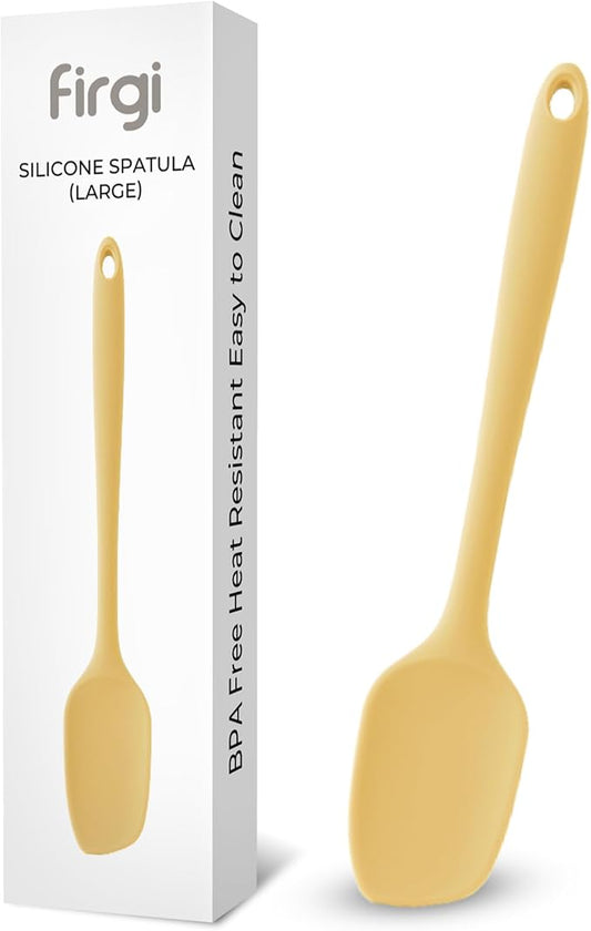 Platinum Silicone Spatula – BPA Free Silicone Spatula for Cooking – Heat Resistant Cooking Utensils for Non Stick Pans – One-Piece Spoonula for Baking, Mixing & More – Kitchen Scraper 11.4” Yellow