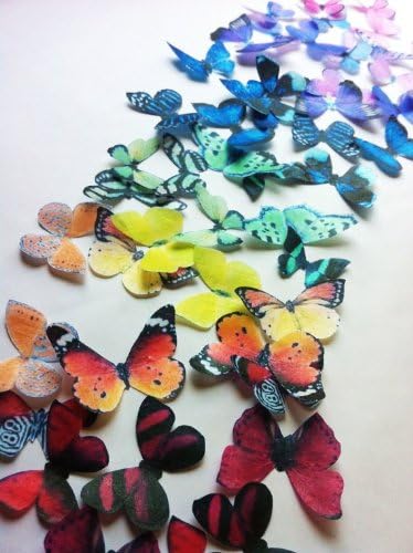 Edible Butterflies © - Small Assorted Raibow Collection Set of 50- Cake and Cupcake Toppers, Decoration