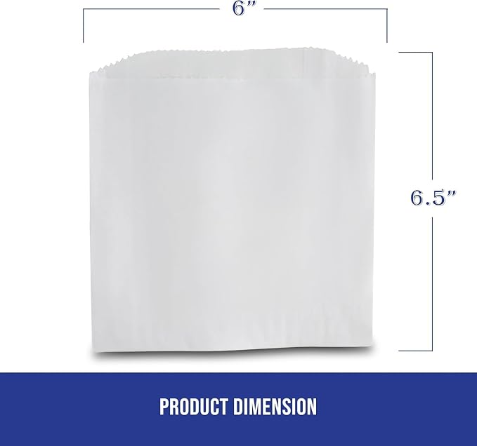 MT Products White Wax Cookie Bags 6" x 6.5" - Grease Resistant Paper Bakery Bags - Pack of 450