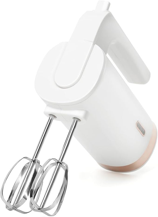 Cordless Hand Mixer, 3 Speed Rechargeable Hand Mixers Electric, Type-C Charging Cable Dual-head Whisk for Whipping Mixing Egg, Cake Dough, Mashed Potatoes and More