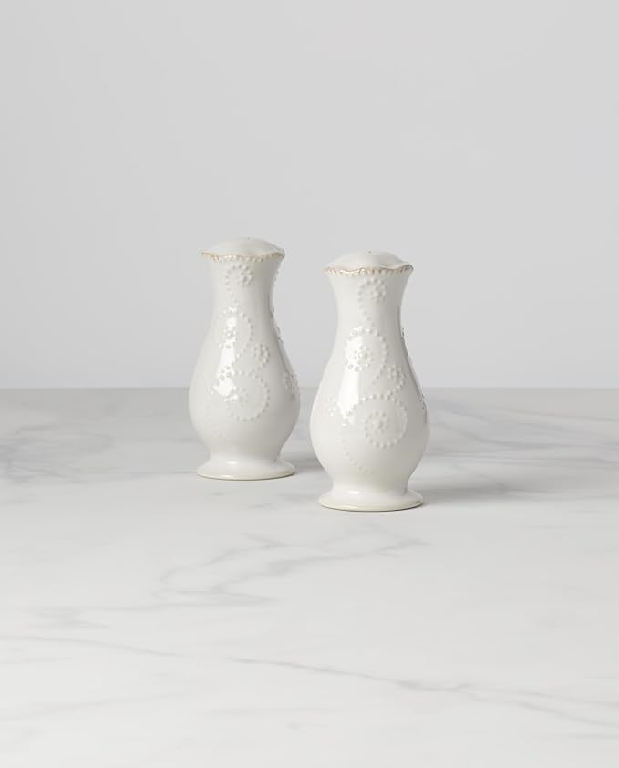 Lenox French Perle White Tall Salt and Pepper Set -