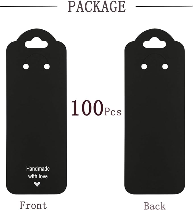100PCS Keychain Display Cards,2.16'' x 6'' Handmade with Love Kraft Paper Jewelry Cards for Small Business Selling