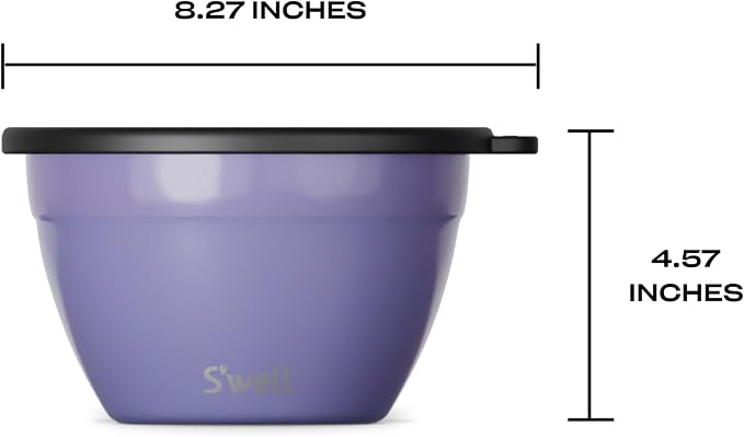 S'well Stainless Steel Salad Bowl Kit 64oz, Hillside Lavender, Comes with 2oz Mini Canister and Removable Tray for Organization, Leakproof, Easy to Clean, Dishwasher Safe (Pack of 8)