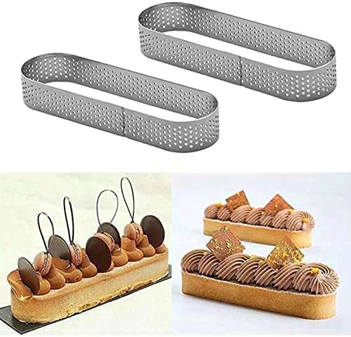 10 Pack Oval Tart Ring,Perforated Baking Ring, Ring,Stainless Steel Cake Tart Mold Rings,Baking Tart Ring