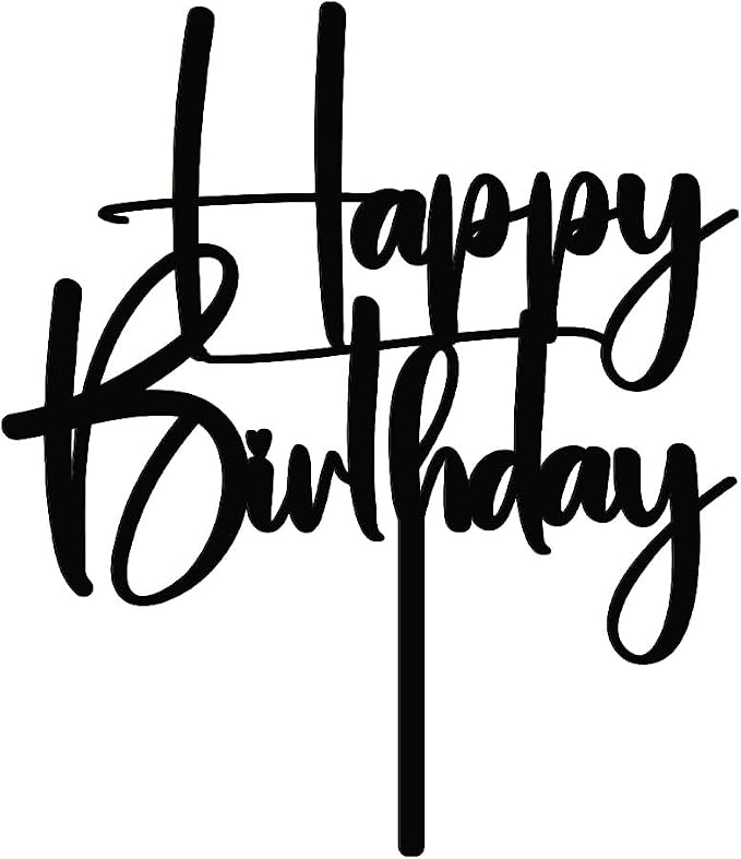 Acrylic black Happy Birthday Cake Topper, Happy Birthday Cake Bunting Deco, Baby Gender Reveal Party/Anniversary PartyDecoration Supplies (Acrylic black)