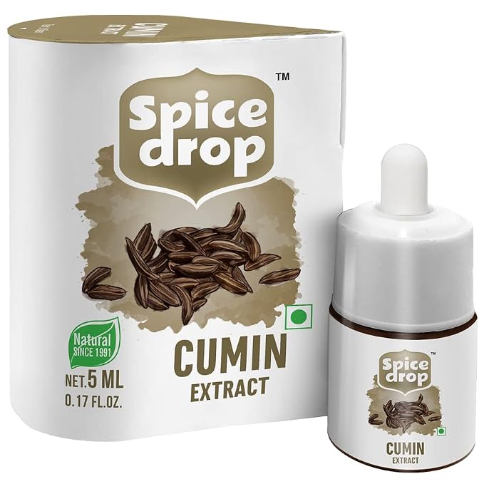 Spice Drop Cumin Natural Extract For Food, Beverages, And Dessert |100% Natural | For Authentic Taste and Aromatic Flavor | Natural Herbs Extract | 5ml (180 drops equivalent to 100g Jeera Powder) | Non-GMO | Vegan | Keto And Paleo Friendly