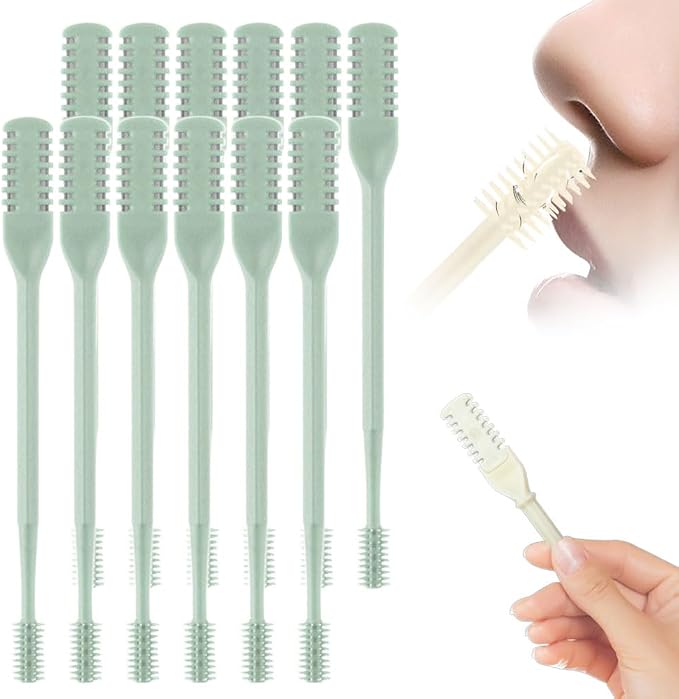 3PCS Nasal Hair Cutter Portable Travel Essentials,2026 Manual 360° Rotating Nostril Hair Removal Tools Double Sided Nose Hair Blade,Nose Hair Cutter for Women Men (Green, 12 Pack)