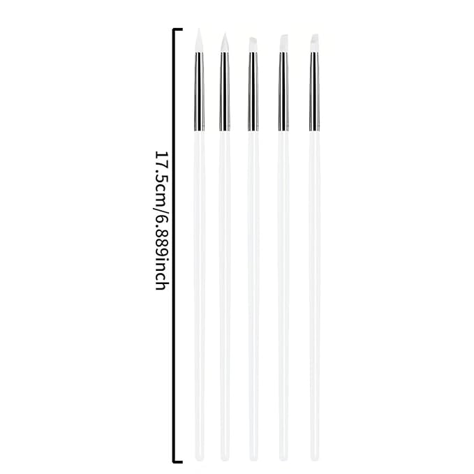5Pcs Silicone Sculpting Tools, White Clay Sculpting Tools, Multi-Shape Silicone Brushes, Pottery Modeling Tools for Polymer Clay, Ceramics, Nail Art, Fondant & Craft DIY