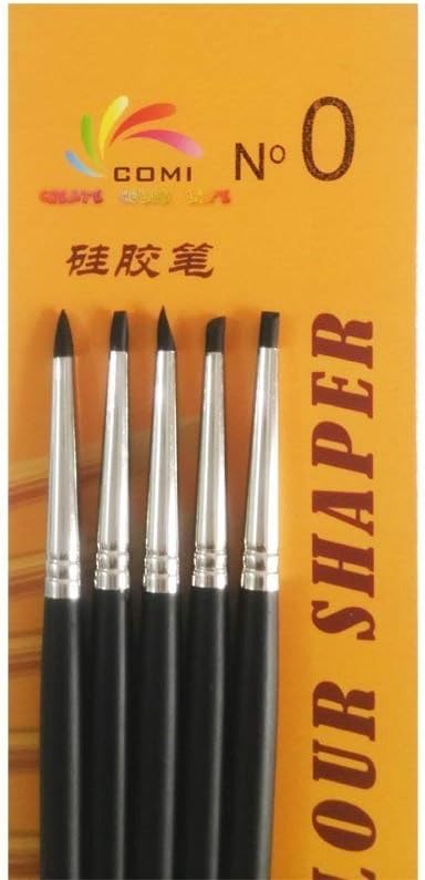 COMIART 5pcs Flexible Clay Sculpture Tools Silicon Color Shaper Brushes Size 0